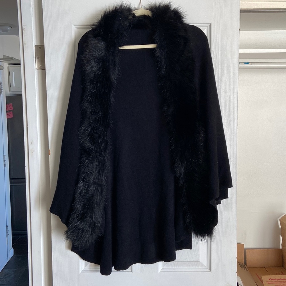 Faux fur lined cape